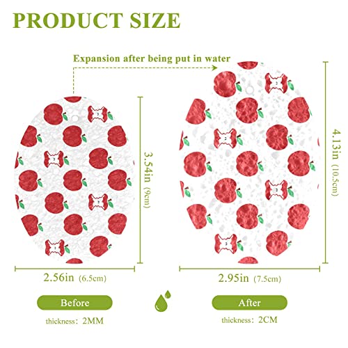 Image of susiyo Red Apples Fruits Sponges Kitchen Dish Sponge 3 Pcs Compressed Scrub Sponges for Washing Dishes