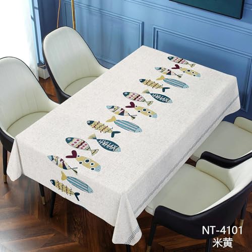 Nappe en PVC rectangulaire fleuries marguerite bleue grande table maison - 5