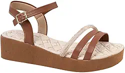 Sandálias Femininas Anabela Ortopédica Anatomica, Tiras de Strass 8501