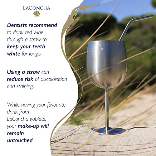 Wine Glasses - 12 Oz Stemmed Stainless Steel Tumblers For Indoor And Outdoor Events - 2 Piece Wine Goblet Set With 2 Reusable Straws - Unbreakable Drinking Glass For Cocktails - Gift For Women And Men #TOP4