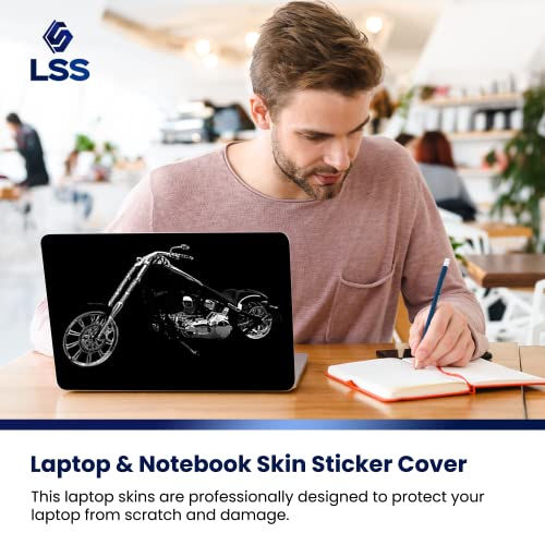 Image of LSS 15 15.6 Inches Laptop Notebook Skin Sticker with 2 Wrist Pads - Reusable Cover Protector Vinyl Sticker Cover Decal Fits 13 inch - 16 inch HP Asus Acer Samsung - Black Motorcycle