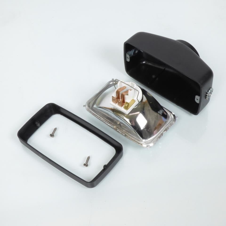 Guia Ottico faro anteriore rettangolare nero vetro trasparente compatibile con MBK 51 mobylette