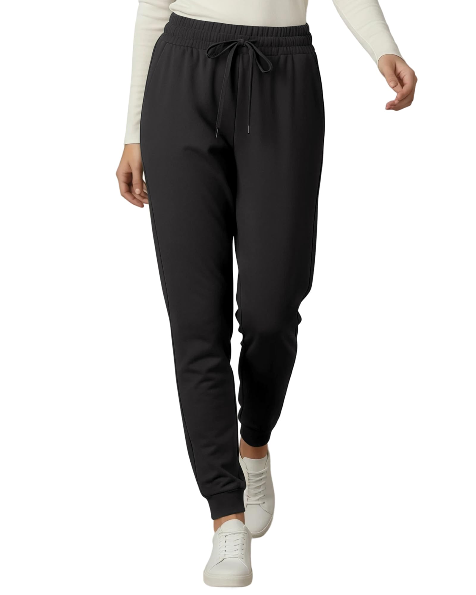 FlexVie Leichte Jogginghose Damen mit Taschen - Dünne High Waist Sporthose Lang, Weiche Joggpants in vielen Farben, Elastische Trainingshose, Haushose & Loungehose für Frauen
