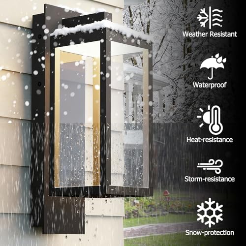 Image of Outdoor Wall Light Fixtures, Outdoor Light Fixtures Wall Mount, Wall Sconce Lighting with Led Bulbs, Anti-Rust Modern Matte Black Outside Lights for Patio Front Door Entryway Garage