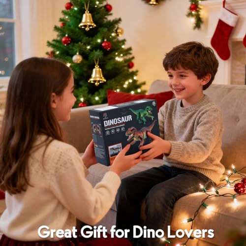 Image of IQKidz RC Dinosaur Toy for Kids 3-5, Realistic Walking Tyrannosaurus Dino Robot for Boy and Girl, Small Electronic Pets as Gift for Age 4 6 7 8 9 10-12 Year Old