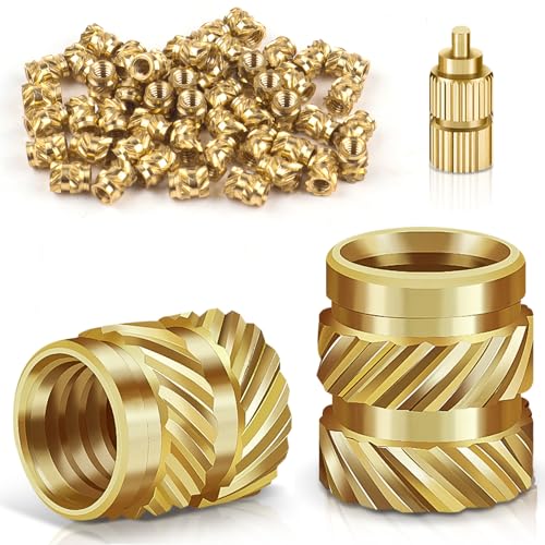 50 piezas de inserto roscado M2, tuercas de fundición Bolatus de latón con soldador, ayuda para fundir, roscada, rosca de fundición para piezas de plástico, insertos roscados para piezas de impresoras
