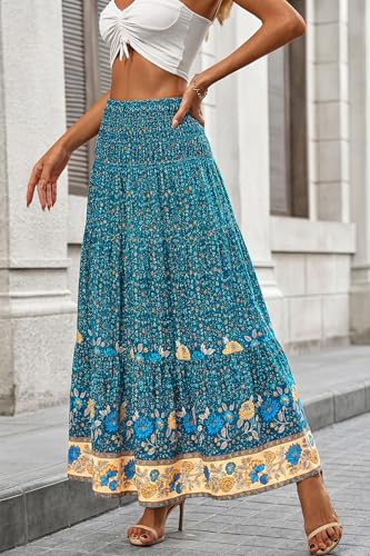 Image of CFLONGE Summer Maxi Skirts for Women 2026 Trendy Floral A Line Boho Skirt