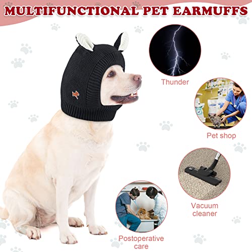 Frienda Quiet Ears For Dogs, Dog Ear Muffs Noise Protection Knitted Dog Hats Pet Ears Warm Dog Ear Cover Winter Hat Dog Snood Head Wrap Bunny Costume For Medium To Large Dogs Cats Pets (Black) #TOP3