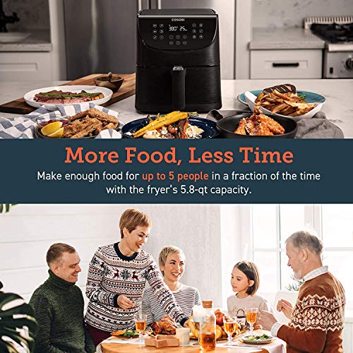 COSORI Air Fryer Max XL(100 Recipes) Digital Hot Oven Cooker, One Touch Screen with 13 Cooking Functions, Preheat and Shake Reminder, 5.8 QT, Black