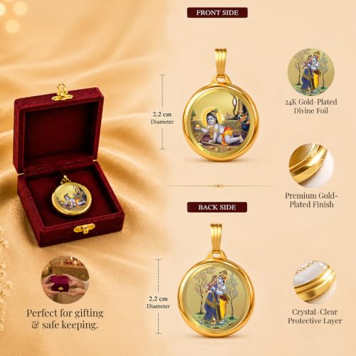 Image of DIVINITI 24K Gold Plated Double-Sided Religious Pendant with Premium Gift Box, Spiritual Locket for Men & Women, Devotional Jewellery for Gifting & Everyday Wear