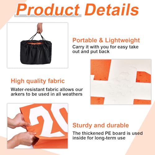 Liliful Set of 11 Football Yard Markers High Visibility Football Field Yard Line Markers 12.5 Inch Portable Weighted Yardage Marking with Carrying Bag for Sports Game Training
