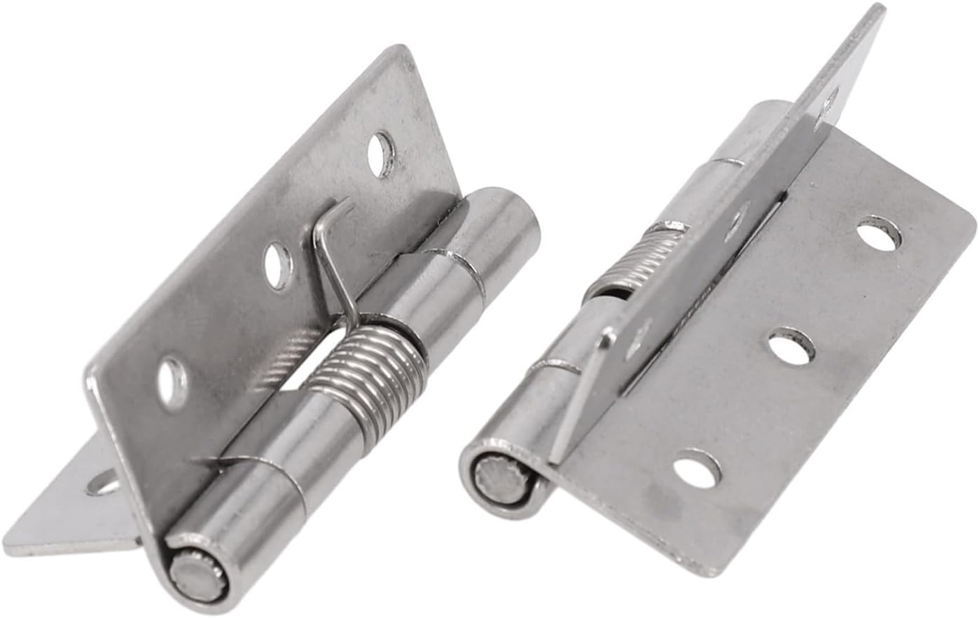 2 pack Self Closing Spring Door Hinges 304 Stainless Steel Silver Brushed Finish for Cabinets Jewelry Boxes Instrument Cases Automatic Close Hardware 1 to 4 Inch(2.5 Inch)