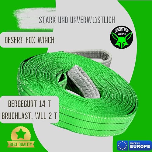Foto von Desert Fox Winch Bergegurt – Robuster 10m Baumgurt & Abschleppseil, 14t Bruchlast – Ideal zum Abschleppen für Jagd, Forst und Baugewerbe nach EN 1492-1