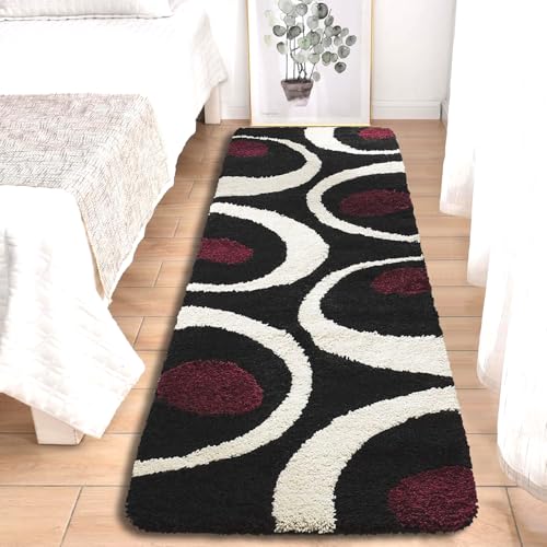 Image of 2x4 feet Soft Runner Rug for Living Room and Bedroom, Modern Indoor Floor Carpet with Non-Slip Backing, Comfortable Decorative Home Decor Rug, Easy Clean & Durable- (Moon Maroon, Rectangular)