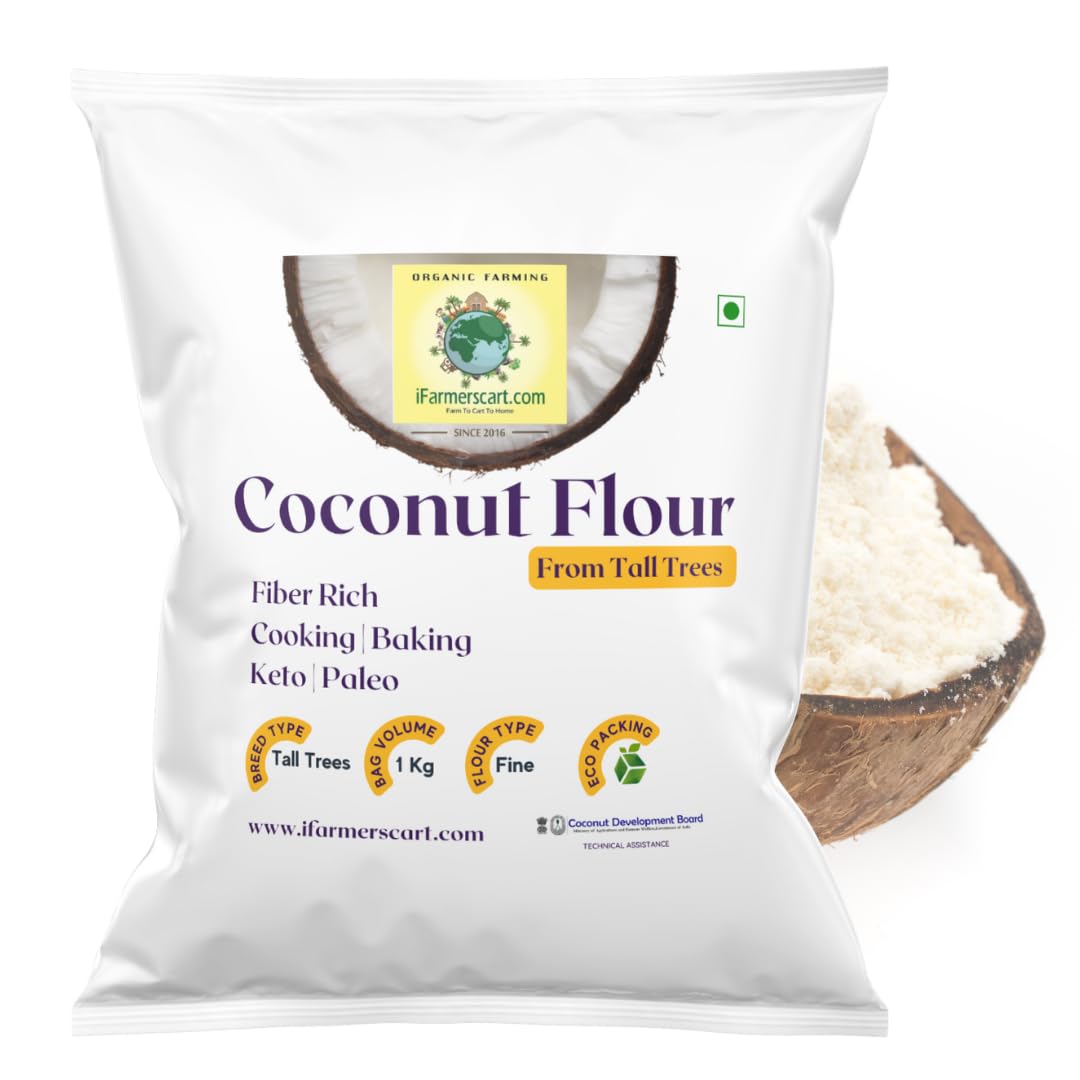 Coconut Flour - 1Kg | Paleo Keto Flour | Protein & Fiber Rich | Grade A Tall Trees Coconuts | Gluten-Free Low Carb Baking Atta by Coconut Farmers Society (1 Kg)