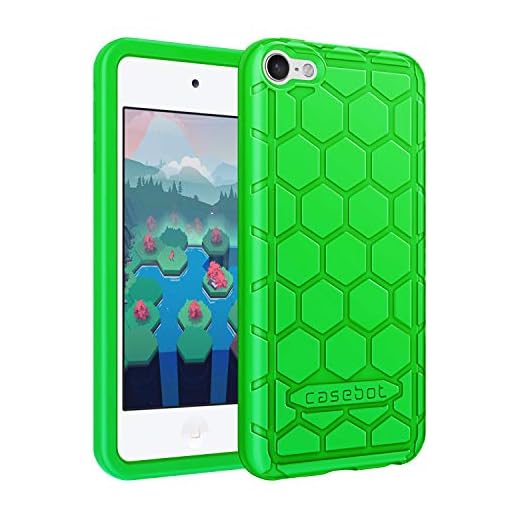 Fintie Silicone Case for iPod Touch 7 iPod Touch 6 iPod Touch 5 - (Honey Comb Series) Impact Shockproof Anti Slip Soft Protective Cover for iPod Touch 7th 6th 5th, Green