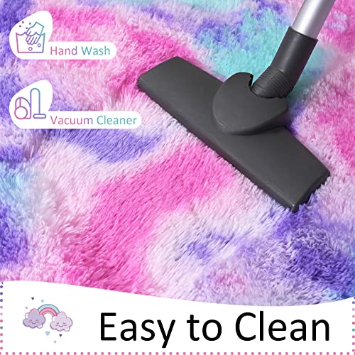 Chicrug Cute Fluffy Area Rug For Girls Bedroom, 2X6 Feet Fluffy Kids Rug For Room Decor, Shag Soft Dorm Playroom Rug, Bedside Rug For Baby Nursery Room, Hot Pink #TOP5