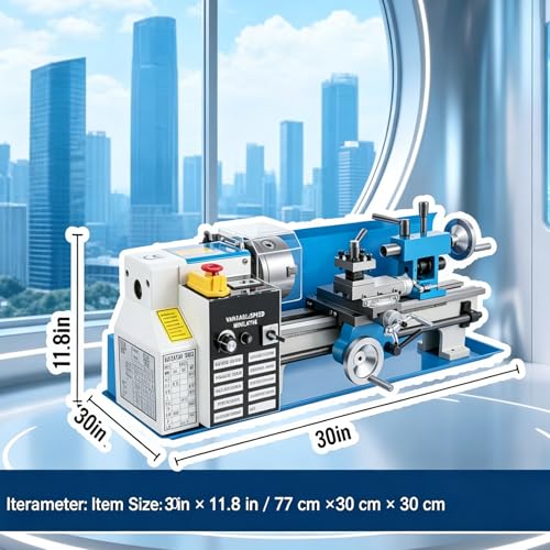 Mini Metal Lathe，Upgraded 7"x 14" Metal Lathe Machine, High Precision Mini Benchtop Lathe with LED Screen, 2500 RPM,for Metal Threading Turning Drilling