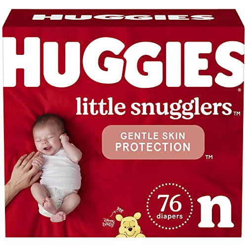 Image of Baby Diapers Size Newborn (up to 10 lbs), 76ct, Huggies Little Snugglers
