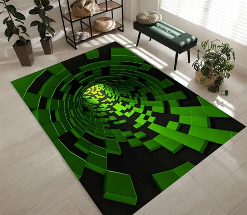 Tapis lavable en machine vert 80x150cm moderne avec envers antidérapant - 3