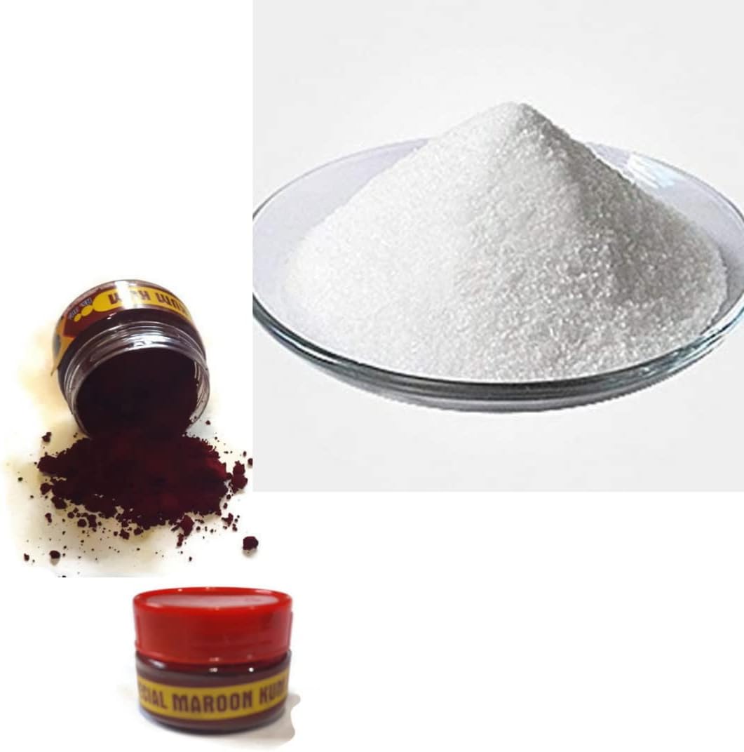 National : 1kg Design Creativity Diwali Floor White Rangoli Powder White Color Rangoli Powder for Navratri, pongal, Pooja, mandir Ceramic 1kg & 30g Special Maroon kumkum Bottle Pack Combo Pack.