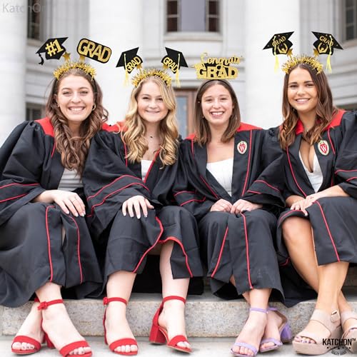 KatchOn, Congrats Grad Graduation Cap Headband - Pack of 6 | Felt Graduation Headbands, Graduation Decorations 2026 Black and Gold | Headband for Graduation Cap | Graduation Party Favors 2026 - Thumbnail 7