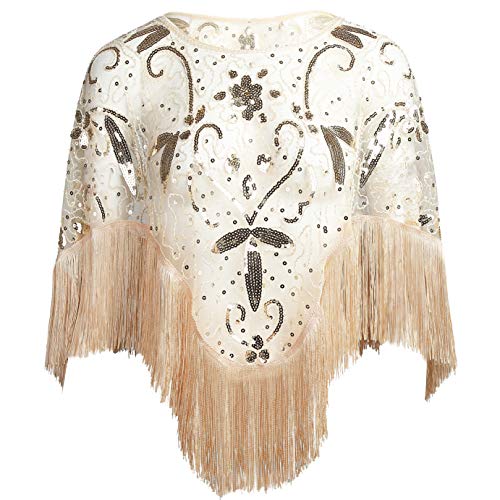EORUBE 1920s Stola Schal Damen Pailletten Umschlagtücher für Abendkleid...