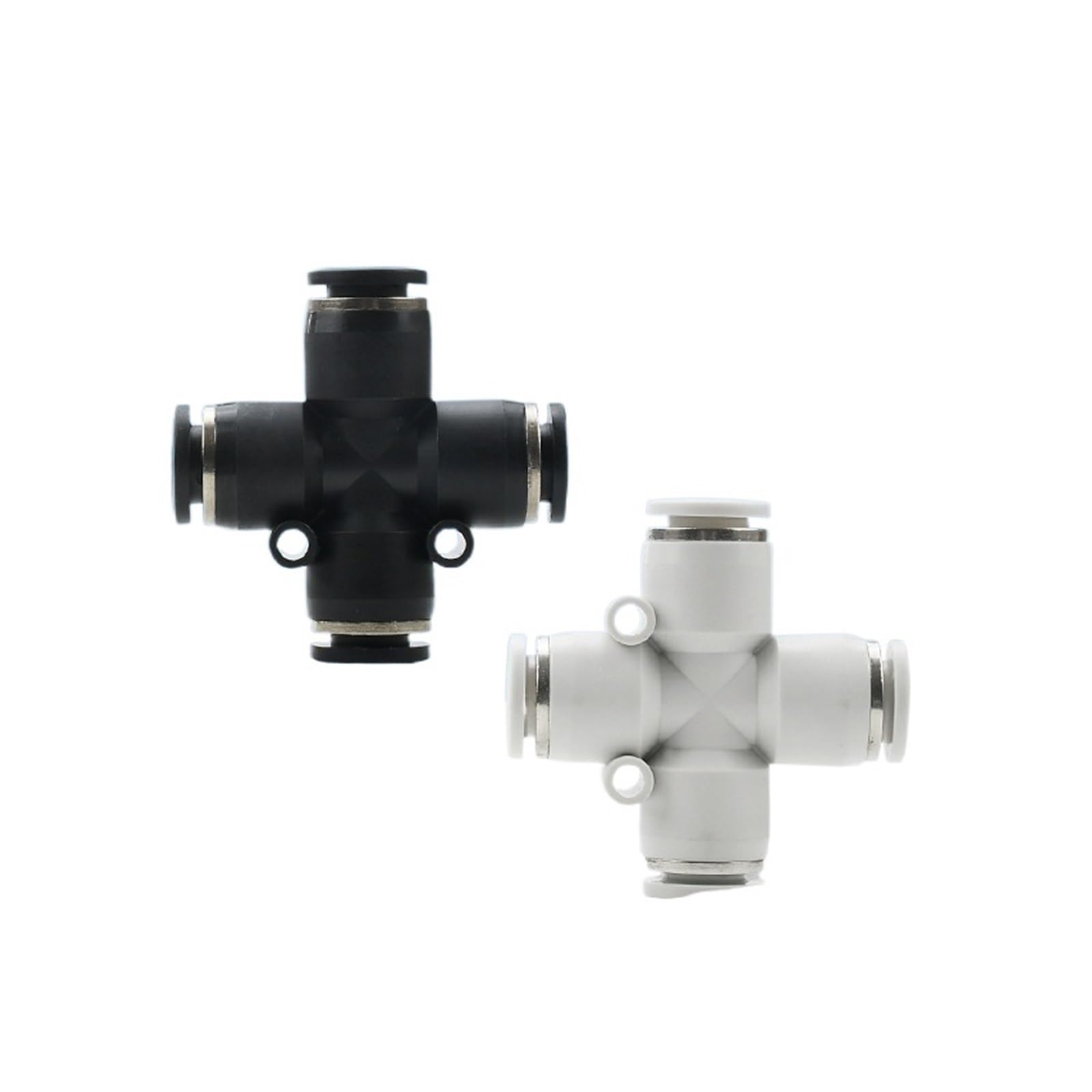 Connecteur rapide pneumatique PZA en croix pour tuyau PU blanc 4 voies