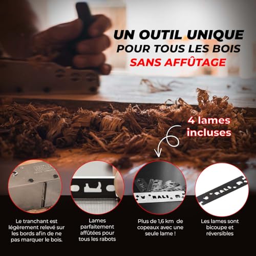 Rabot à main sans affûtage RALI 220 EVOLUTION N+ à 4 réglages rapides - 7