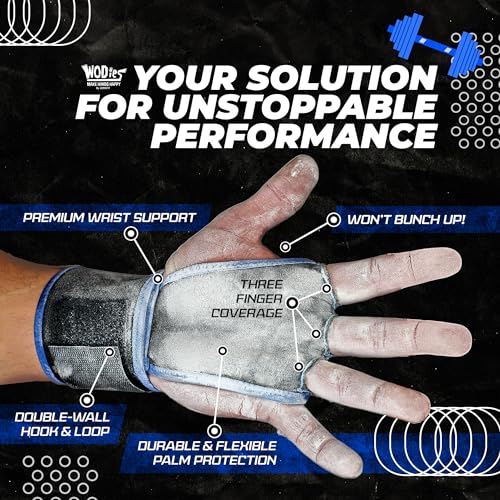 JerkFit WODies 3 Hole Gymnastics Grips with Wrist Support - Latex Free, Elastic Pull Up Grip for Cross Training, WODs, Weightlifting-Premium Lifting Grips for Men Women for Palm Protection - Image 3