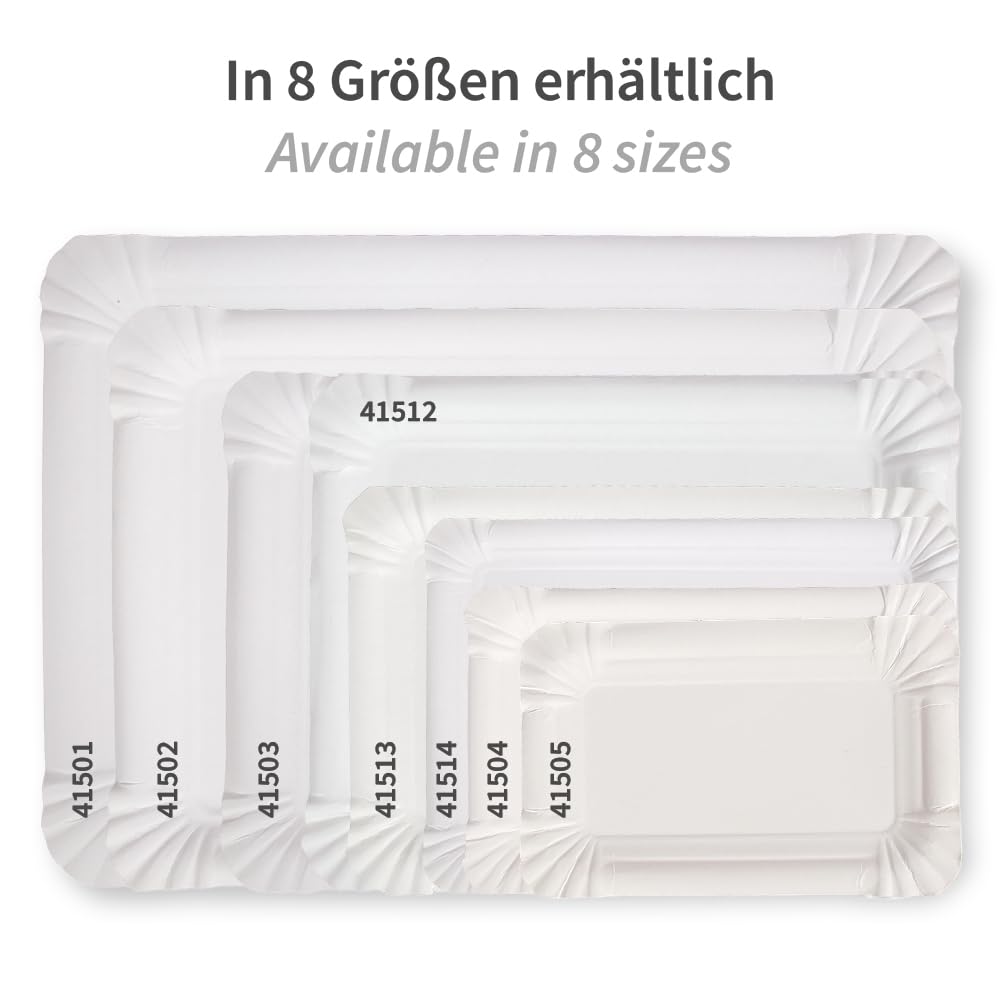 250 Stück NATUREStar Pappteller rechteckig | Pappe, Packung, weiß, L: 23cm, B: 33cm, Pappteller, Einwegteller, Einweggeschirr | NATUREStar, Pappe, Einwegteller, Einweggeschirr, Servierplatte, Catering, Partybedarf, Buffet, To-go, Gastronomie