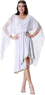 Greek Goddess Costume Women Classic White Toga Dress Slim Fit Roman Grecian Princess Dress Up Halloween Costumes - Buy now