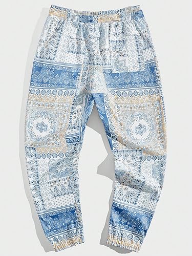 WDIRARA Men's Floral Letter Graphic Print Drawstring Waist Tie Front Sweatpants2