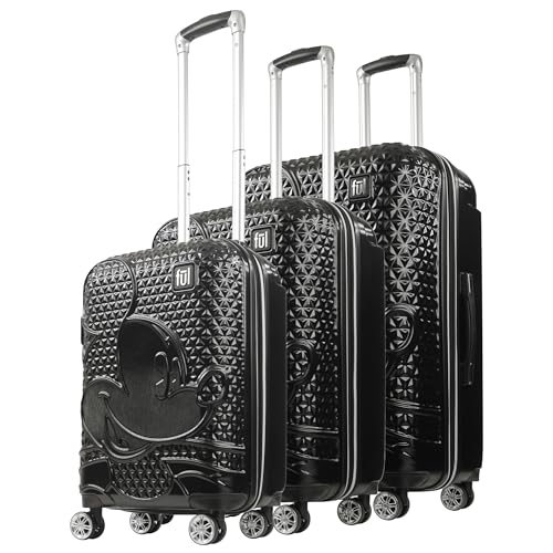 FUL Mickey Mouse Disney Kids Suitcase Set | 21" Carry-On & 26" Medium & 29" Large Checked Suitcases | ABS, 360 Wheels and Expandable | Black by FUL - Used condition - US$353.92