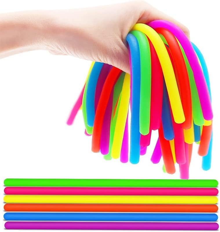 24 Pack Stretchy String Fidgets Sensory Toys Build Resistance Squeeze Strengthen Arms, The Silicone rope Stress Reliever Toy for Kids with ADD, ADHD or Autism, and Adults to Increase Focus Patience