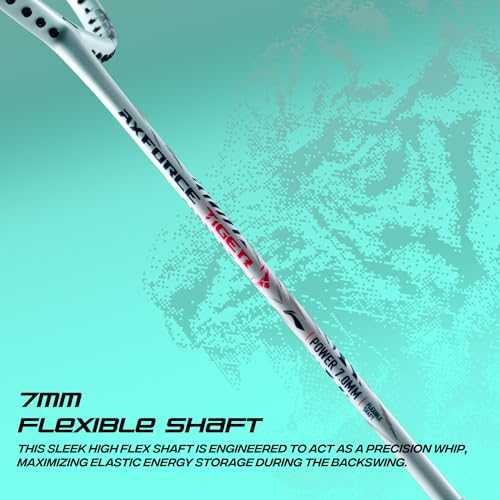 Image of Li-Ning Axforce Tiger Strung Badminton Racquet for Professional Players| 32 LBS Max Tension | Head Heavy | 7mm Flexible Shaft | Carbon Fibre Frame