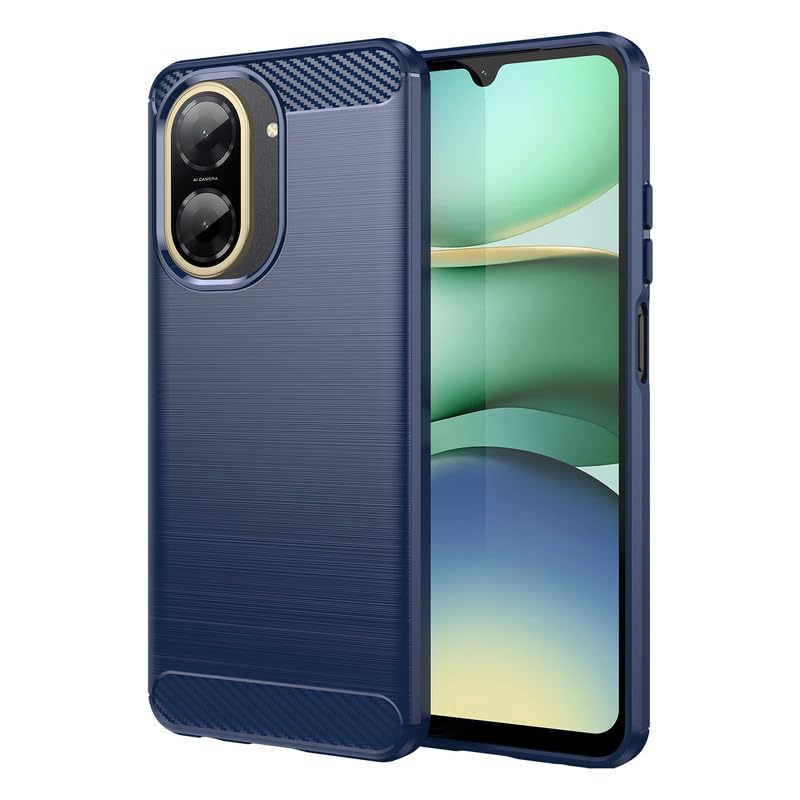 Image of Hybrid Carbon Fiber Back Case for Redmi A5 / Poco C71 (Blue)