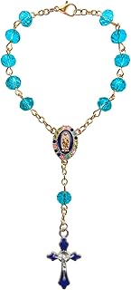 Car Rosary for Rearview Mirror Hanging - Catholic Religious Devout Gift with Virgin Mary Charm and Crucifix, Ideal Catholic Rosary Gifts for Men & Women