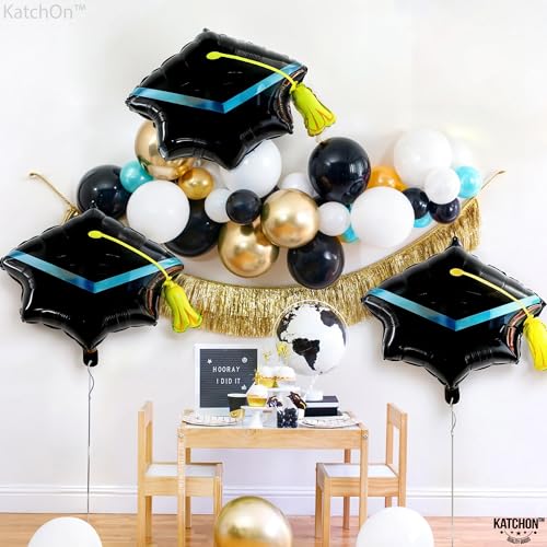 Image of Graduation Decorations 2026 | Big Graduation Cap Balloon - 22 Inch, Pack of 4 | graduation Balloons, Grad Hat for Graduations Decorations Class of 2026 | Grad Foil Balloons, KatchOn
