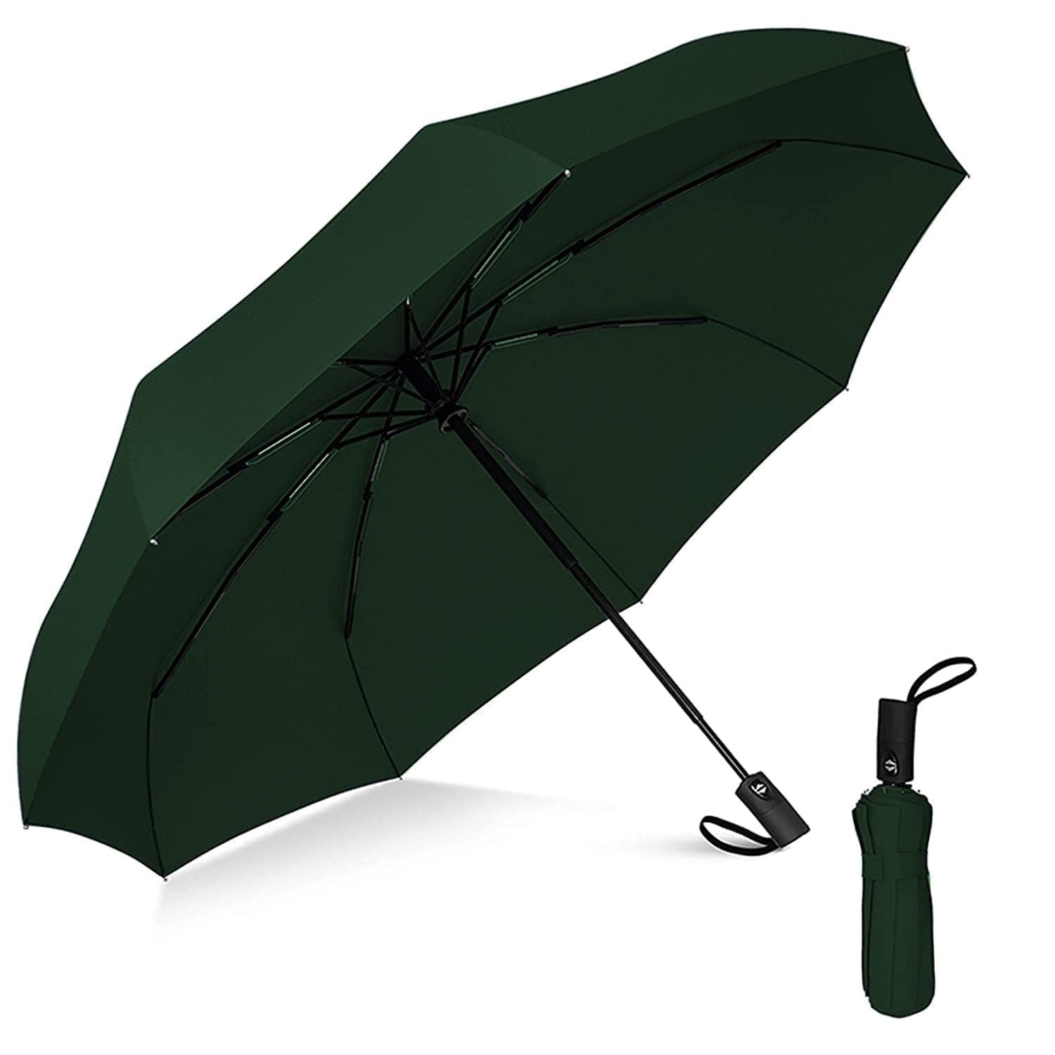 RylanAutomatic Open Travel Umbrella - Wind Vent, Big Size for Men & Women (Green)