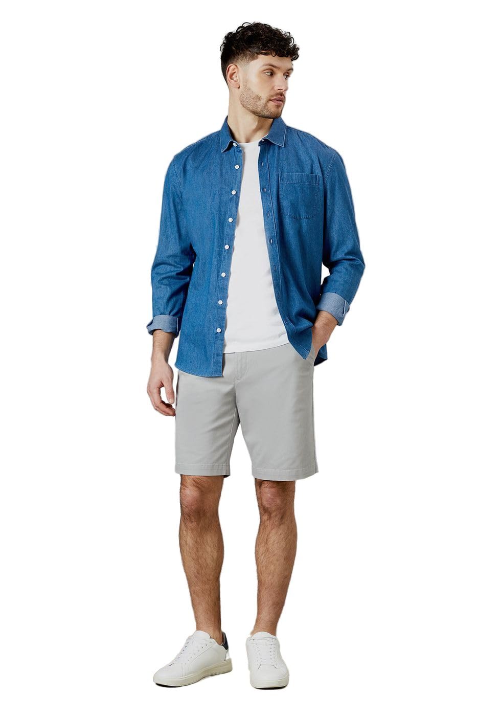 Debenhams Men's Pale Grey Premium Chino Shorts In | Size: 34