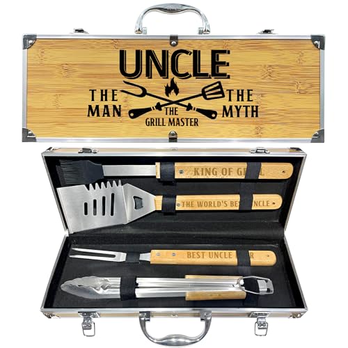 Uncle Gifts, Fathers Day Uncle Gift from Niece Heavy Duty Wooden BBQ Grilling Accessories...