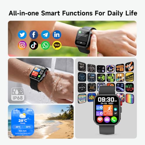Image of Smart Watch for Men Women, Fitness Tracker Smartwatch 1.83 inch HD IP68 Black