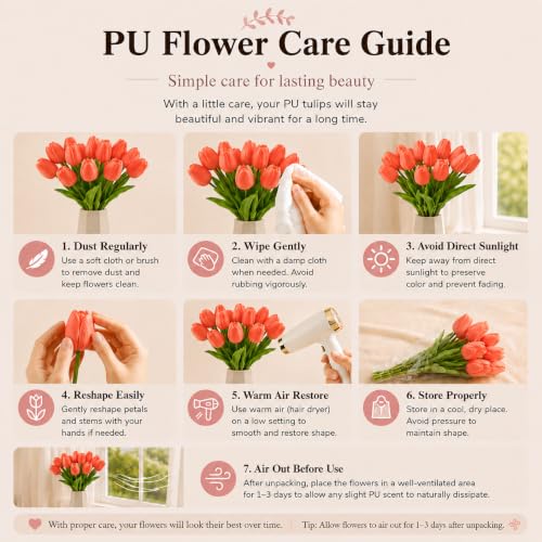 Image of Mandy's 20pcs Artificial Dark Orange Tulips