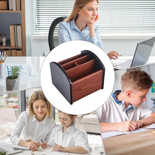 Porte-Stylos Pour Bureau en Bois Durable Multi-Compartiments Pratique
