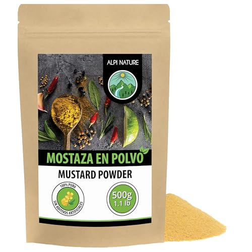 Alpi Nature Mostaza en Polvo Amarilla y Blanca 500g, Semillas de Mostaza Blanca Molidas en Polvo