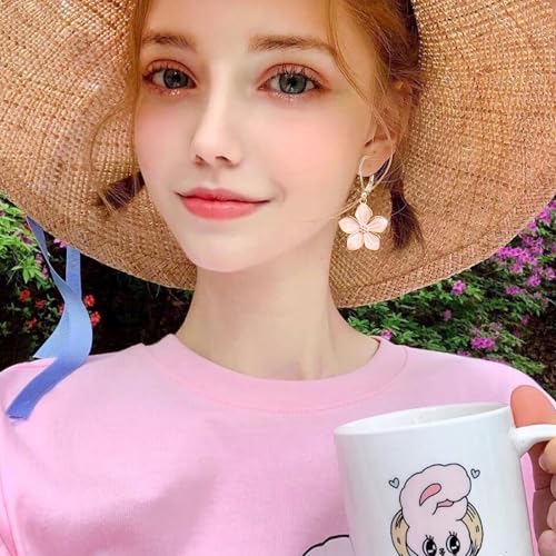 Blossom Petal Enamel Flower Hoop Earrings Elegant Floral Design Lightweight Dangle Drop Earrings for Women Jewelry3
