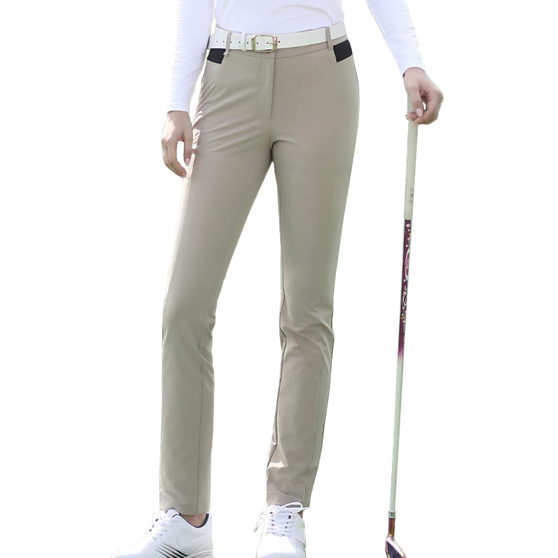 Pantaloni da Golf da Donna Autunno Inverno Alta Elasticità Sottili Spessi Caldi Pantaloni da Tennis da Donna