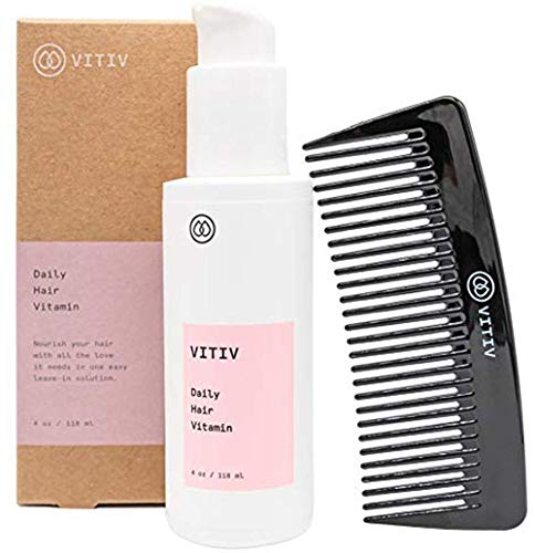 VITIV Daily Hair Vitamin Leave In Conditioner Hair Vitamins Featuring Chia Seed Oil & Sacha Inchi Oil All Natural, Vegan, Silicone Free Includes Comb 4oz