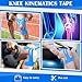 Anglechic 50 Pcs Precut Kinesiology Tape for Knees Pain Relief Elastic Waterproof Athletic Knee Tape for Support Stability Sports(Blue)
